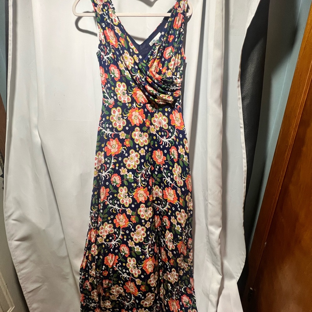 Boden NWT Floral Maxi Dress Navy Wrap Bodice Sleeveless | Spring Summer - Picture 3 of 7